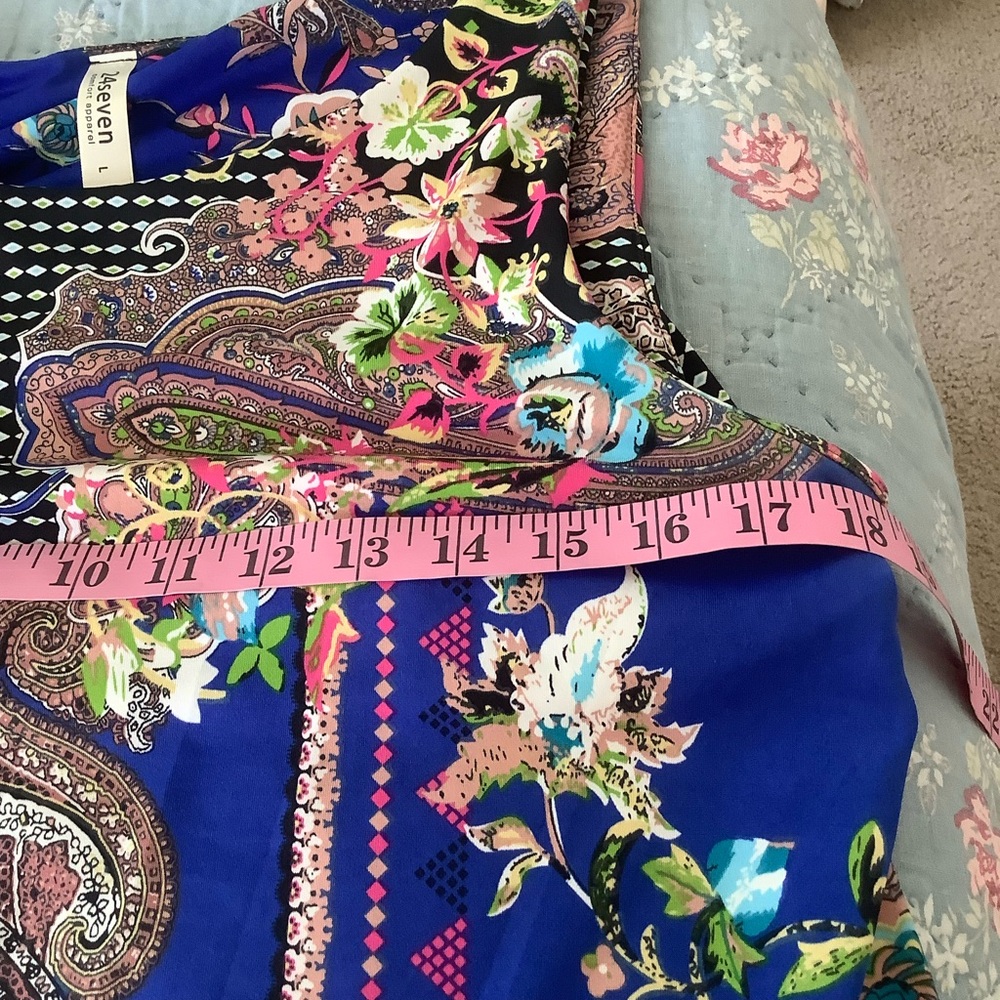 24Seven Comfort Apparel Dress Sleeveless Mixed Print Stretch Size L - Picture 7 of 7